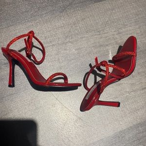Red rhinestone Dorothy sandal heel